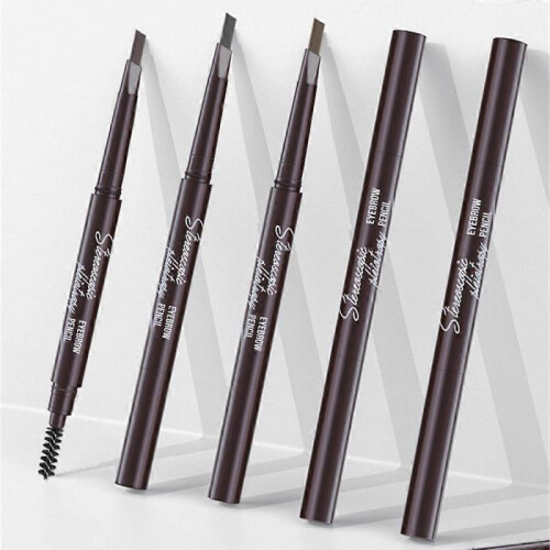 (Medium Coffee Light Coffee) 2PCS Double-end Waterproof Eyeliner Eyebrow Pencil Pen Brush Makeup Tools New 2