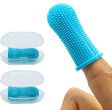 Silikon-Hundezahnbürste, 360 Grad, ergonomisches Design, 2 Stück, blau