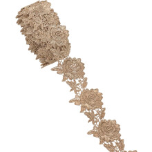Retro Metallic Gold Spitzenband Venedig Spitze, Rosa, 4,6cm, 4,8m
