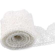 Strapazierfähiges, besticktes Spitzenband aus Polyester mit Ösen, 6,9 cm breit (Weiß, 2,7 m)