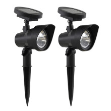GEEZY Solar Garden Spot Lights LED Outdoor Waterproof Adjustable Head Dawn-To-Dusk x2