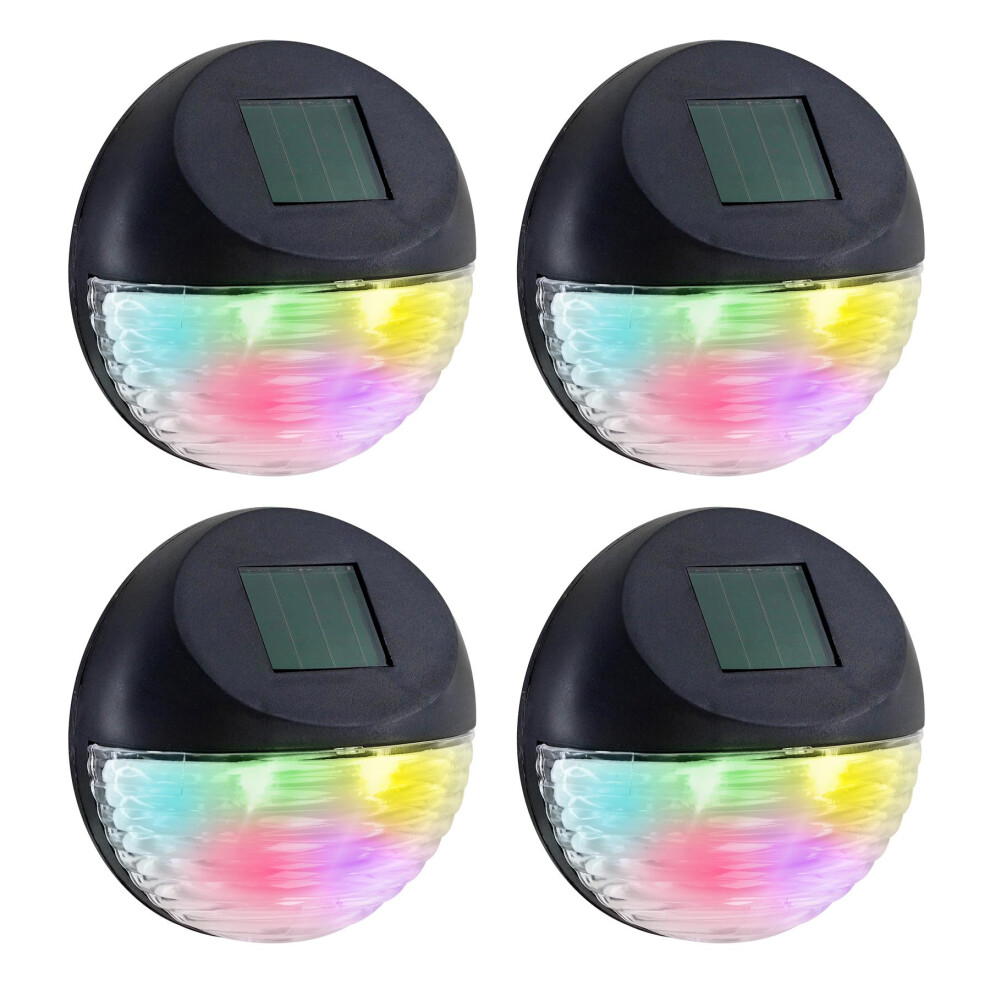 GEEZY 4x Solar Fence Lights RGB LED Outdoor Wall Mounted Waterproof Garden Lamps