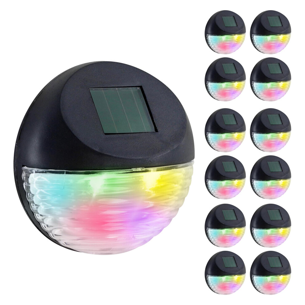 GEEZY 12x Solar Fence Lights RGB LED Outdoor Wall Mounted Waterproof Garden Lamps