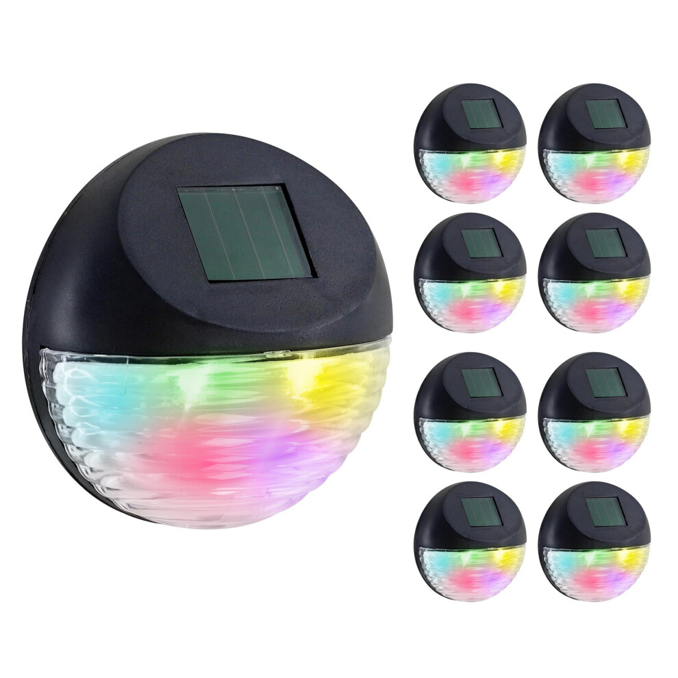 GEEZY 8x Solar Fence Lights RGB LED Outdoor Wall Mounted Waterproof Garden Lamps