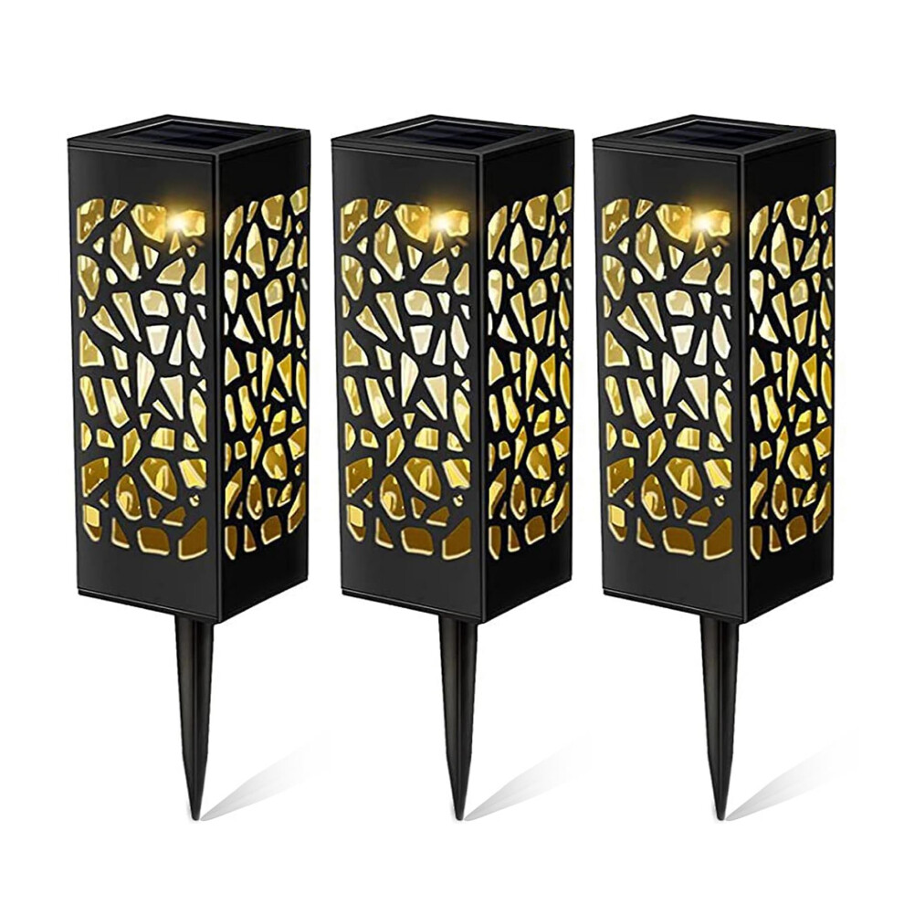GEEZY Solar Path Lights Outdoor Garden Warm White LED Stake Modern Lamps Waterproof x3