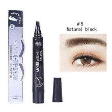(Noir naturel)1pc 5colors Liquid Eyebrow Pen Four-claw Eyebrow Tattoo Tint Waterproof Eyebrow Pencil Brown