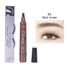 (Dark brown) 1pc 5colors Liquid Eyebrow Pen Four-claw Eyebrow Tattoo Tint Waterproof Eyebrow Pencil Brown
