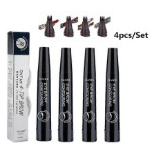 (04 4PCS) 2PCS Eyebrow Pencil Waterproof Liquid Eyebrow Pen Makeup Long Lasting 4 Fork Tip Brow Pen Cosmetic