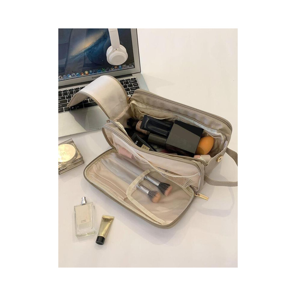 (Khaki Gray, One size fits all.) Large Capacity Cosmetic Storage Bag, Vacation Essentials, Multifunctional Travel Toiletry Bag, Cosmetics Makeup Bag,