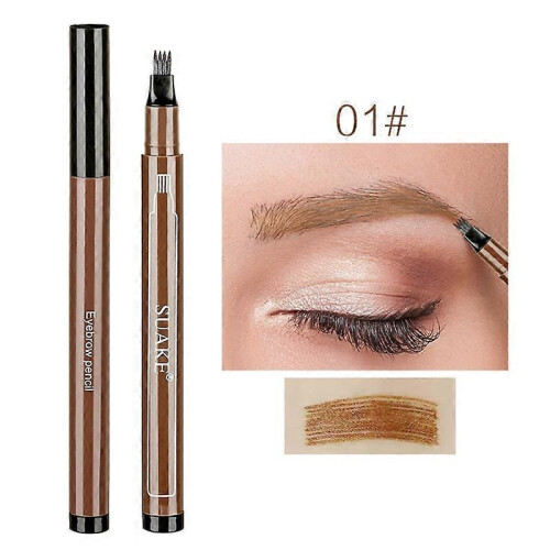 (A01) 3D Microblading Eyebrow Tattoo Pen 4 Fork Tips Liquid Eyebrow Pencil Waterproof Lasting Eye