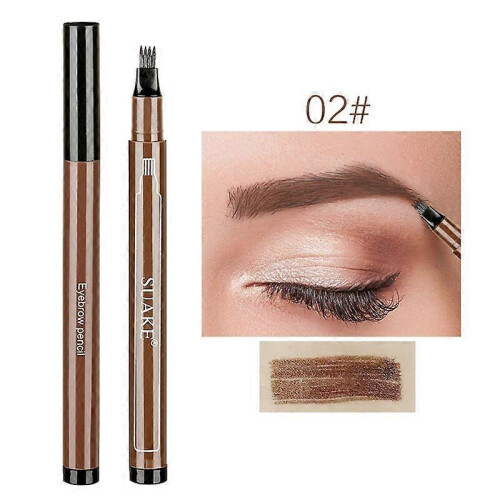(A02) 3D Microblading Eyebrow Tattoo Pen 4 Fork Tips Liquid Eyebrow Pencil Waterproof Lasting Eye