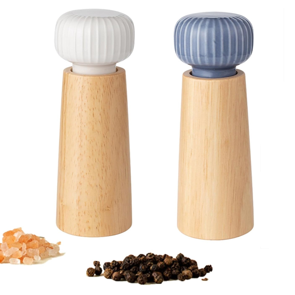 Set Di 2 Macina Sale E Pepe In Legno Con Coperchio In Ceramica-image