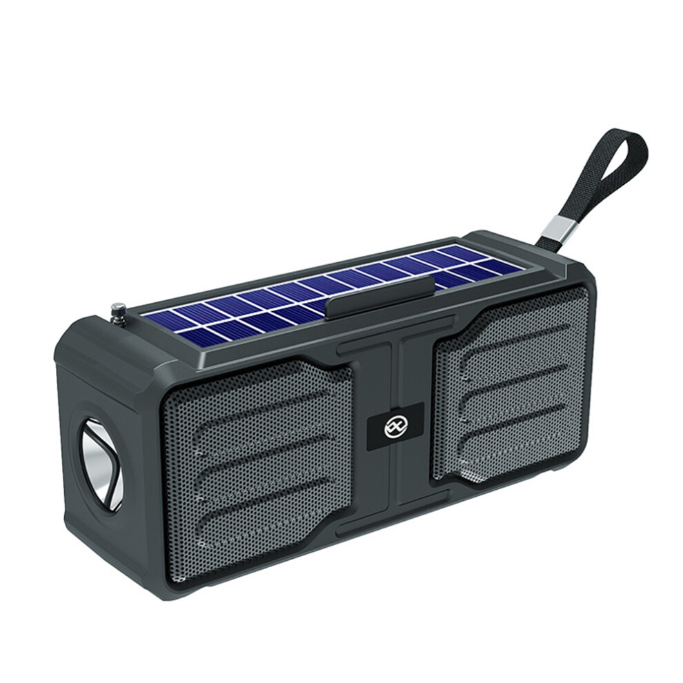 Op Zonne-Energie Werkende Bluetooth-Luidspreker, Stereoluidspreker Met Zaklamp, Zwart-image