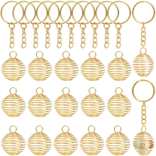 30Pcs Stone Holder Charm Spiral Cage Beads for Jewelry Making Charms