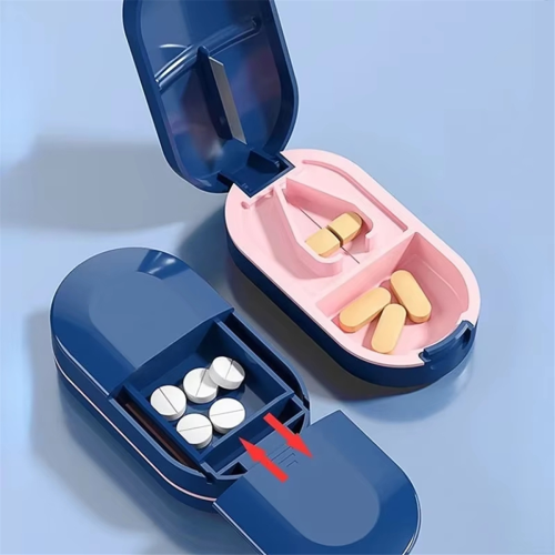 Coupe-médicaments portable avec rangement étanche A 2