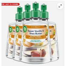 4x Air Wick Vanilla & Shea Auto Spray Refills 228ml Aerosol-Free