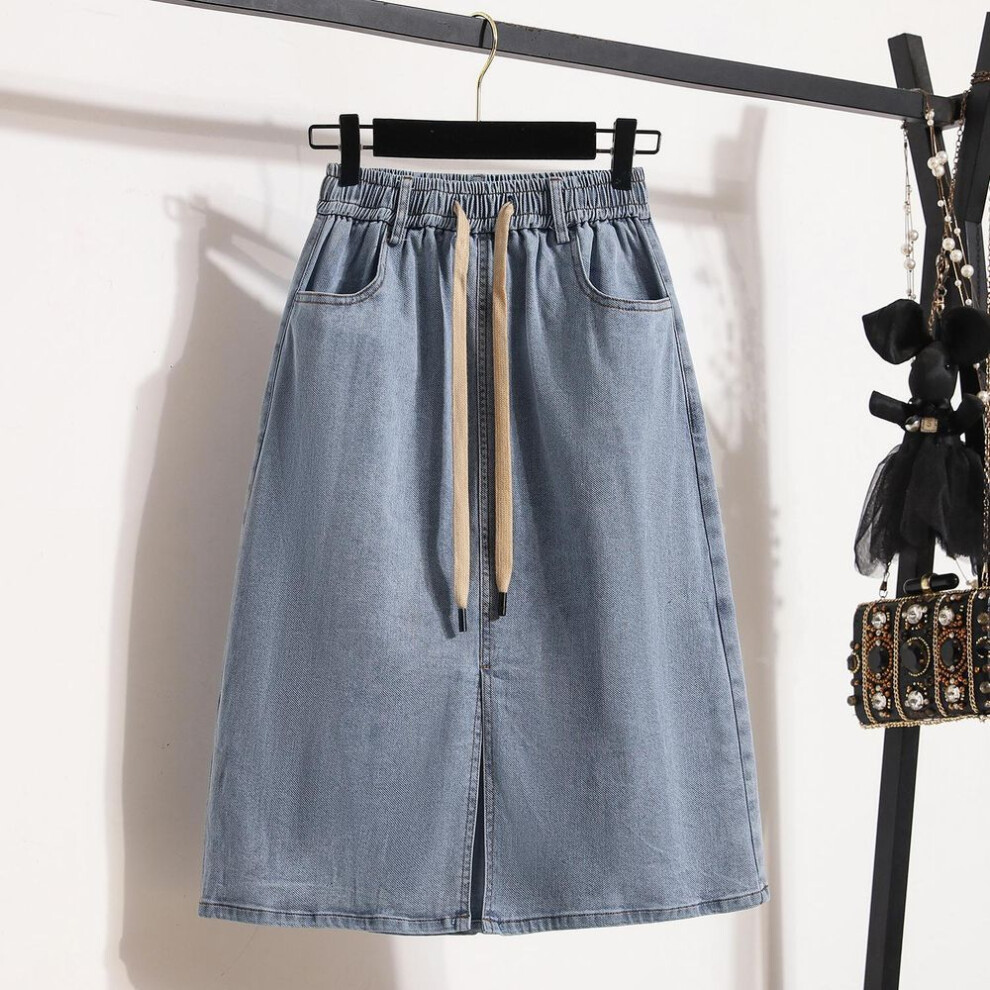 (3XL, blue) Dimanaf 2025 Plus Size Summer Denim Skirts Women Thin Elastic Casual Fashion A-line Jeans Skirt High Waist