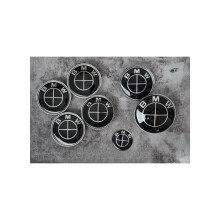 Full Set of BMW Full Black Boot Bonnet Badges Alloy wheel caps x7
