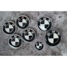 (Blanco y negro) Juego completo de emblemas para tapacubos de BMW para maletero y capó x7