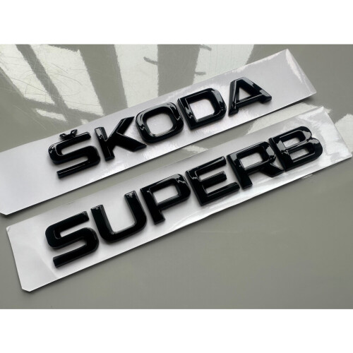 GLOSS BLACK SKODA SUPERB LOGO BADGE FOR REAR BOOT REPLACEMENT ABS
