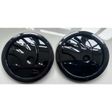 Schwarz glänzend, 2 x 90 mm, Skoda-Logo, Emblem, Motorhaube, vorne und hinten, ABS