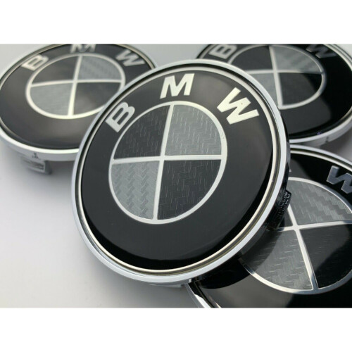 4pk Carbon Black BMW Alloy Wheel Emblems | 68mm 1