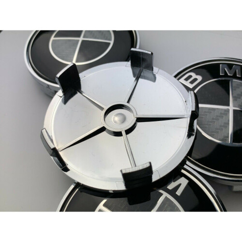4pk Carbon Black BMW Alloy Wheel Emblems | 68mm 2