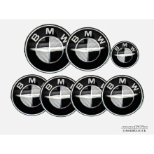 modifix_co_uk BMW Carbon Grey Emblem Badge Conjunto de 7 peças: Frontal + Traseiro + Tampas Centrais
