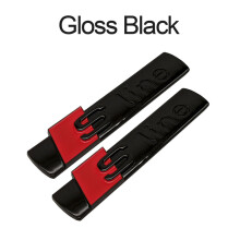 (Black) 2pcs Audi S-Line Badge 3D Side Fender Emblem for A3 A4 A5 A6 A7 Q5 TT