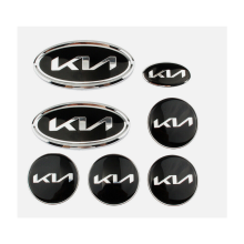 7Pcs Front Hood Rear Trunk Emblem Lenkrad Hub Center für Kia 3D Aufkleber