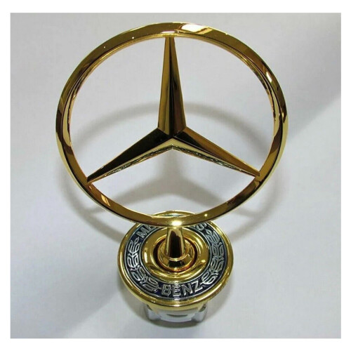 Mercedes Capô Dourado Emblema Estrela Elevada Cromado Classe C E S CLK 44mm 1