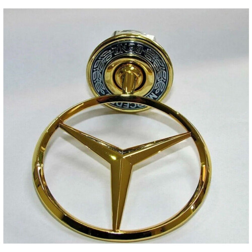 Mercedes Capô Dourado Emblema Estrela Elevada Cromado Classe C E S CLK 44mm 2