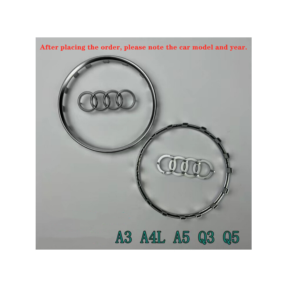 (Argent mat rond) Convient à l'emblème de garniture de volant Audi A3 A4 A5 A6L Q5 Q7 Q8 cadre central