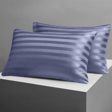 (Pillowcases Pair, Washed Blue) Moonlight 4PC Satin Stripe Duvet Cover Set with Sheet & Pillowcases