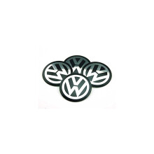 Autocollants noirs VW avec logo en aluminium gaufré 90 mm (4 pièces)