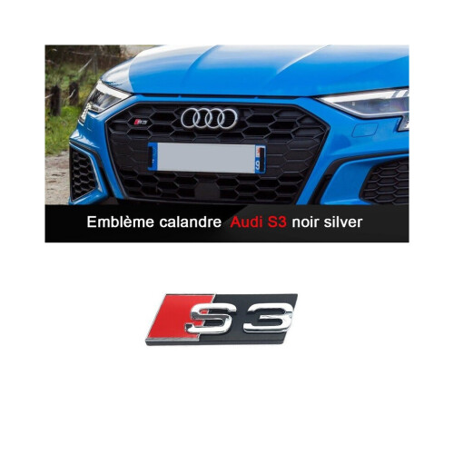 Emblema de grade frontal preto e cromado 72x22 mm para Audi A3 S3 1