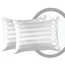 (Pillowcases Pair, White) Moonlight 4PC Satin Stripe Duvet Cover Set with Sheet & Pillowcases