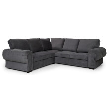 Horizon Corner Sofa Bed Grey Velour Fabric Full Back Cushions