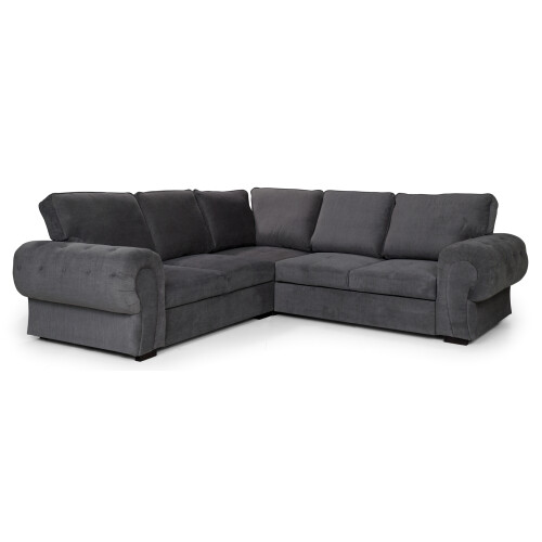Horizon Corner Sofa Bed Grey Velour Fabric Full Back Cushions
