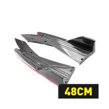 (Fibra di carbonio rossa) 1 set di separatori per paraurti posteriore universale per auto in fibra di carbonio