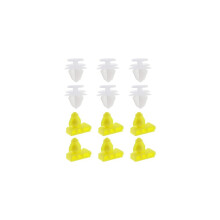 Kit de 12 clips de fixation en plastique pour passage de roue arrière de voiture, blanc et jaune, compatibles