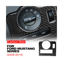 Kohlefaser-Autoscheinwerferschalter-Knöpfe-Aufkleber, Innenverkleidungsabdeckung, kompatibel mit Ford Mustang