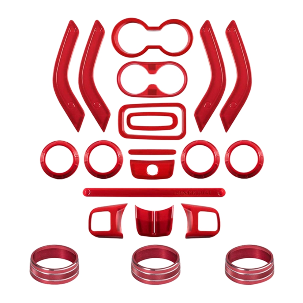 Kit de garnitures intérieures pour décoration intérieure de voiture, 21 pièces, rouge