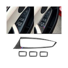 Kompatibel für X3 F25 X4 F26 Carbon Fiber Auto Fenster Schalter Heber Control Panel Rahmen Dekoration Refit Aufkleber
