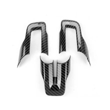 3-teiliges Set aus Carbonfaser-Lenkradabdeckungs-Zierrahmen. Passend für Ford Mustang 2015 2016 2017.