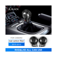 AIRSPEED Echt Carbon Fiber Abdeckung kompatibel für Chevrolet Camaro 2010 2011 2012 Auto Getriebe Kopf Schaltknauf