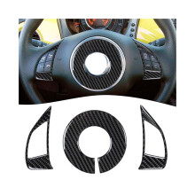 3-teilige Carbonfaser-Lenkrad-Akzentabdeckung für Fiat 500 2012–15, Auto-Innendekoration