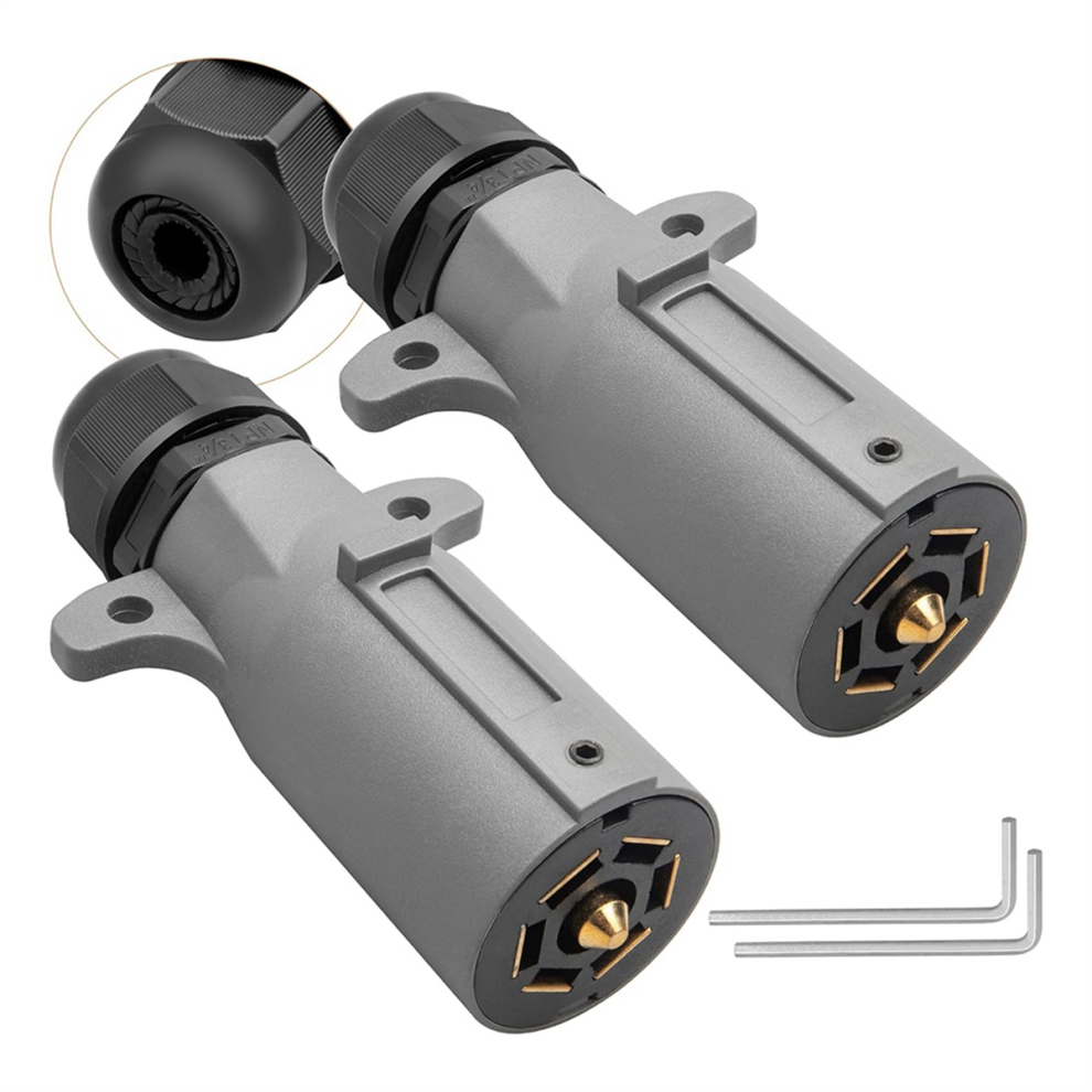 Spina Per Rimorchio Rv A 7 Pin Con Guarnizione Impermeabile IP68, 2 Pezzi, Stile Camper A 7 Vie-image