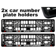 2 x Doming CAR Kentekenplaat Omring Houder Frames BEST PASSEND voor MITSUBISHI