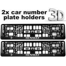 2 x 3D CAR Number Plate Surround Holder Frames BEST FIT for RENAULT